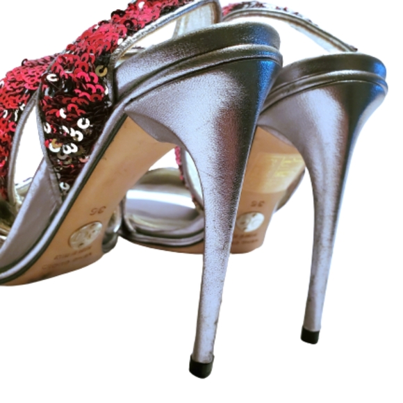 💄Red & Silver Sequin Heels - Picture 8 of 16